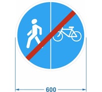 Дорожный знак 4.5.7 "Конец пешеходной и велосипедной дорожки с разделением движения" PALITRA TECHNOLOGY 120006-4-5-7-I