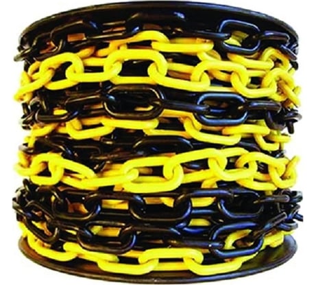 Пластиковая сигнальная цепь ТЕХНОЛОГИЯ черно-желтая, 6 мм, бухта 50 м 0000008133