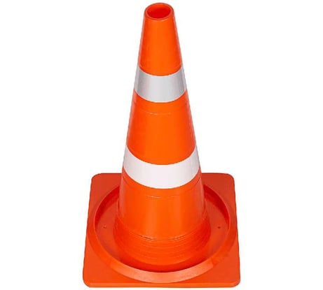 Дорожный конус Технология КС-2.6 520 мм, мягкий, комбинированный (КВАДРАТНОЕ ОСН) (1 светоотр., 1 белая полосы) Ц 00-00009531