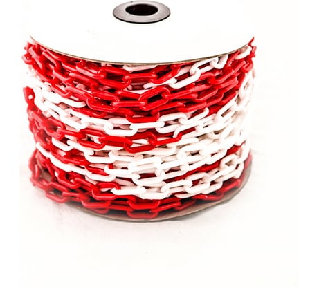 Пластиковая сигнальная цепь ТЕХНОЛОГИЯ красно-белая, 8 мм, бухта 25 м 00000007117