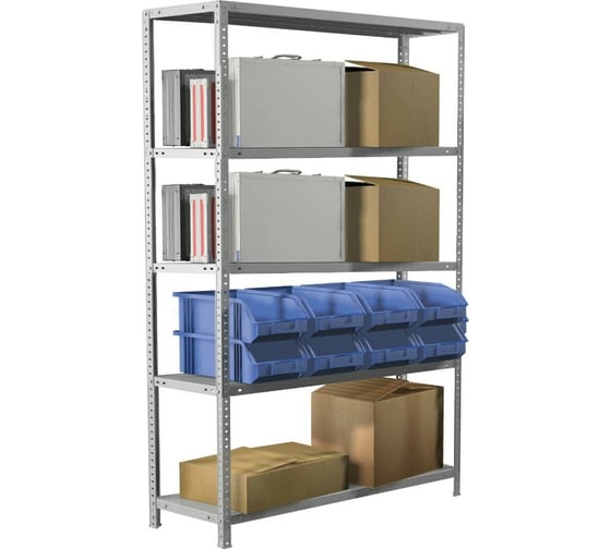 Металлический стеллаж BRABIX MS Plus-200/50-5 2000x1000x500 мм, 5 полок 291110 1