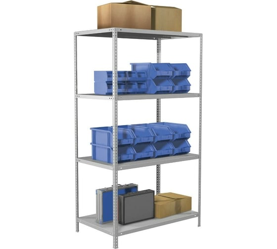 Металлический стеллаж BRABIX MS Plus-185/60-4 1850х1000х600 мм, 4 полки 291107 1