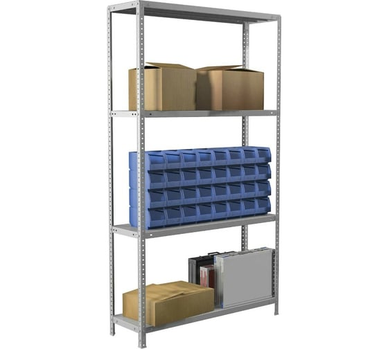 Металлический стеллаж BRABIX MS Plus-185/30-4 1850х1000х300 мм, 4 полки 291104