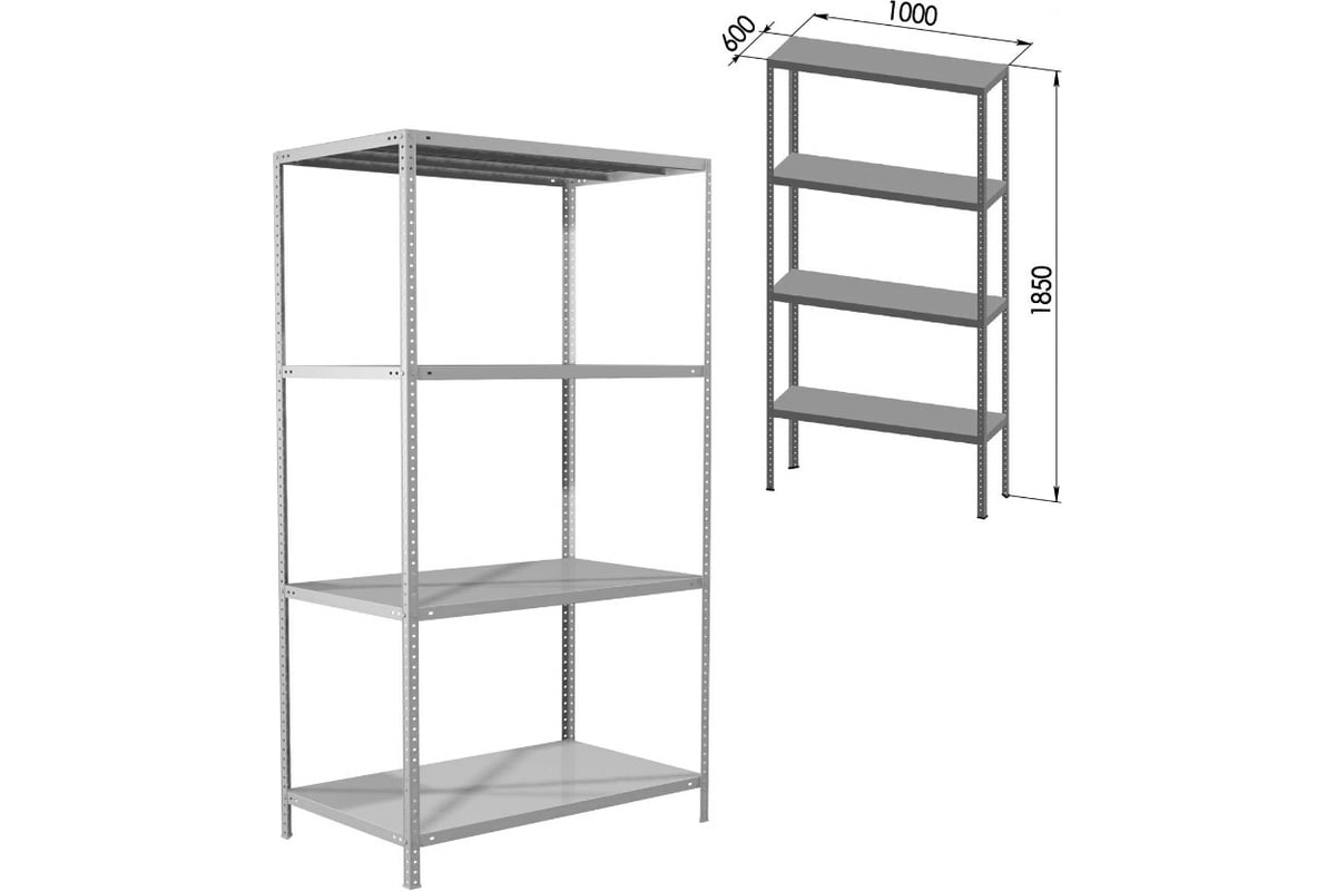 Металлический стеллаж BRABIX MS KD-185/60-4 1850х1000х600 мм, 4 полки,  сборная стойка 291117 - выгодная цена, отзывы, характеристики, фото -  купить в Москве и РФ