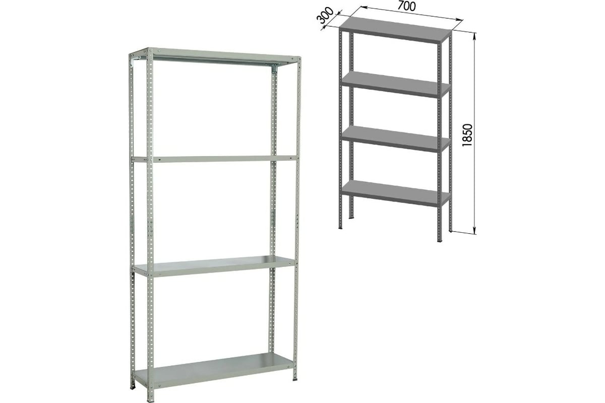 Металлический стеллаж BRABIX MS KD-185/30/70-4 1850х700х300 мм, 4 полки,  сборная стойка 291112