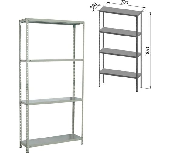 Металлический стеллаж BRABIX MS KD-185/30/70-4 1850х700х300 мм, 4 полки, сборная стойка 291112