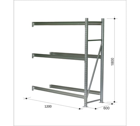 Стеллаж профессиональный Дополнительная секция Steller 180x120x60 см 7308919784