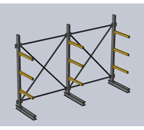Стеллаж консольный К 2000х600х3000 - 3 уровня Ирбис НФ-00002635