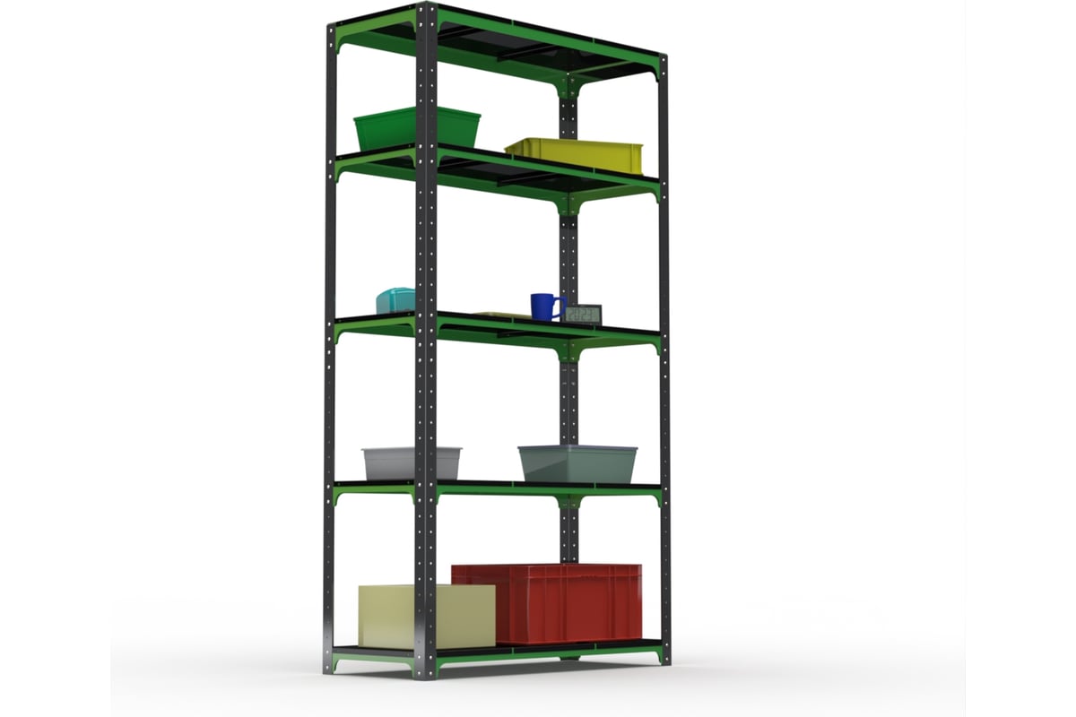 Стеллаж ООО Металекс Kit Comfort 2200х800х600 5-ть полок (Серо-зеленый ...