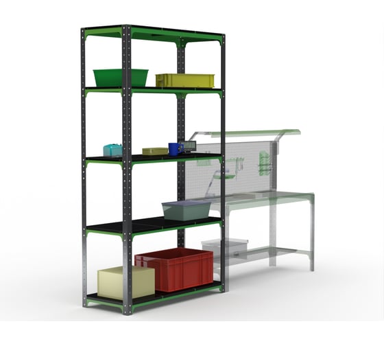 Стеллаж ООО Металекс  Kit Comfort 1800х1500х600 5-ть полок (Серо-зеленый) / 202113