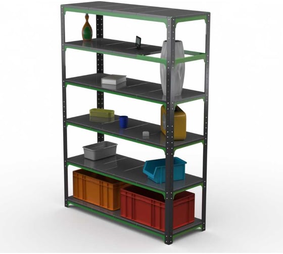 Стеллаж ООО Металекс Metalex Kit Comfort 2400х1300х300 мм, 6 полок, серо-зеленый 202336