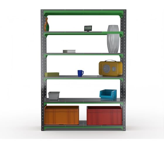 Стеллаж ООО Металекс Metalex Kit Comfort 2200х1500х300 6 полок, серо-зеленый 202266