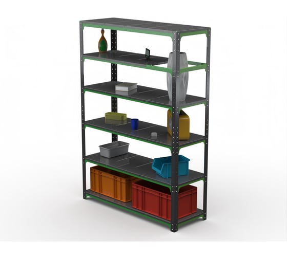Стеллаж ООО Металекс Metalex Kit Comfort 2200х1500х300 6 полок, серо-зеленый 202266