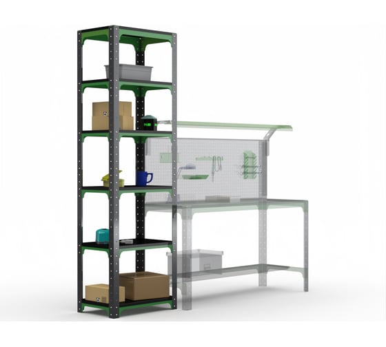 Стеллаж ООО Металекс Metalex Kit Comfort 2200х400х500 6 полок, серо-зеленый 202040