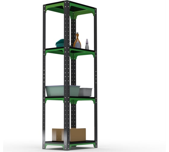 Стеллаж ООО Металекс Kit Comfort 1800х400х600 мм, 4 полки, серо-зеленый 202005 1