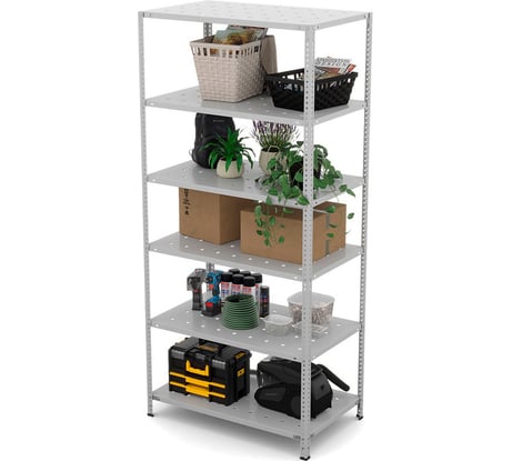 Стеллаж металлический ГТС ТС Лайт, 2200x1000x600, полки: 6 шт. метал. перф 99-221060404