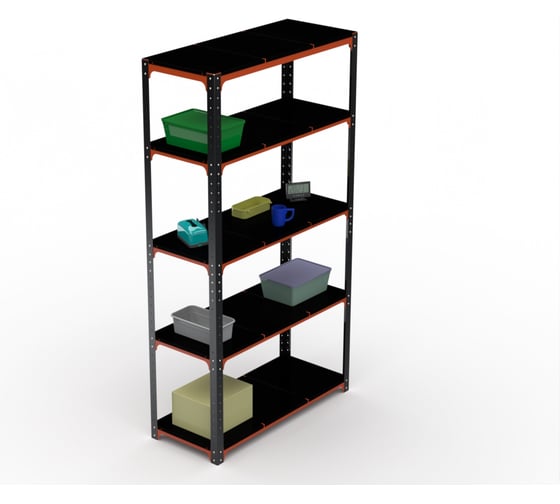 Стеллаж ООО Металекс Kit Comfort 2400х1300х400 мм, 5 полок, оранжево-чёрный 202711
