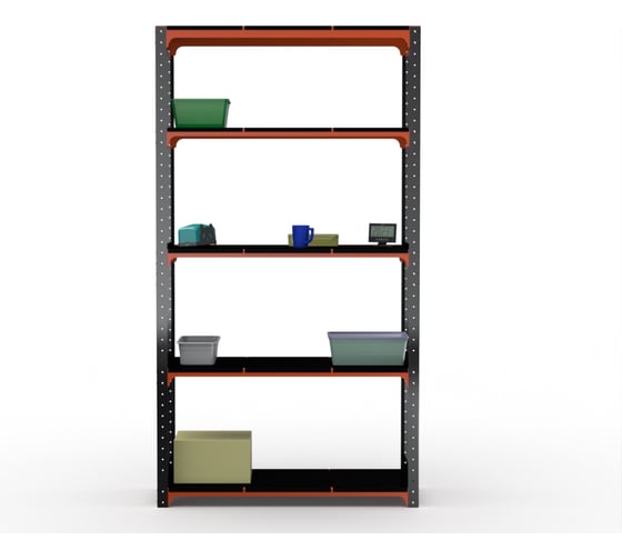 Стеллаж ООО Металекс Kit Comfort 2400х1200х600 мм, 5 полок, оранжево-чёрный 202728