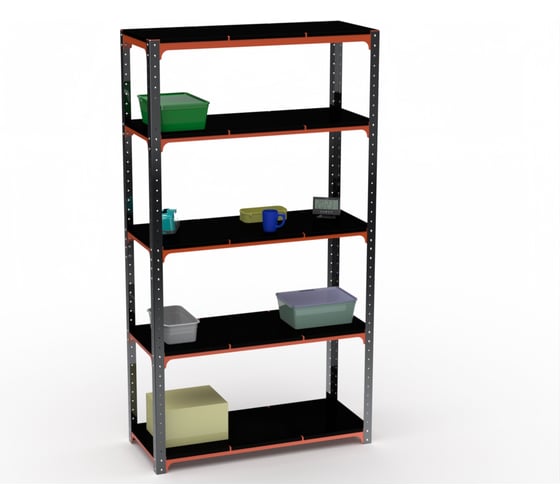 Стеллаж ООО Металекс Kit Comfort 1800х800х300 мм, 5 полок, оранжево-чёрный 202481
