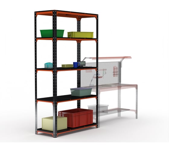 СтеллажООО Металекс Kit Comfort 1800х1200х500 пять полок, оранжево-чёрный 202503