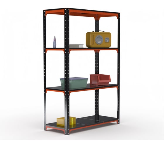Стеллаж ООО Металекс Kit Comfort 1800х1500х400 мм, 4 полки, оранжево-чёрный 202461