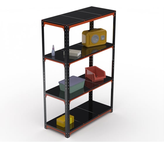 Стеллаж ООО Металекс Kit Comfort 2000х1300х600 мм, 4 полки, оранжево-чёрный 202549