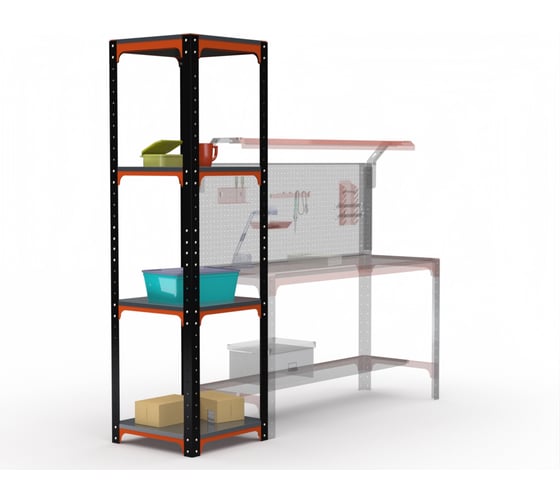 Стеллаж ООО Металекс Metalex  Kit Comfort 2000х400х600 6-ть полок (оранжево-чёрный) / 202431