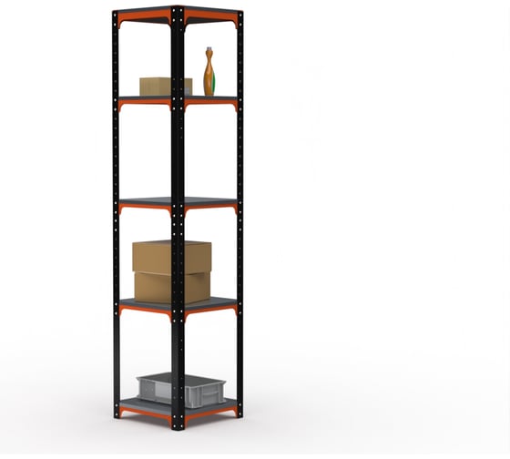 Стеллаж ООО Металекс Kit Comfort 1800х400х600 мм, 5 полок, оранжево-чёрный 202413