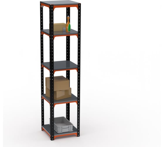 Стеллаж ООО Металекс Kit Comfort 1800х400х600 мм, 5 полок, оранжево-чёрный 202413
