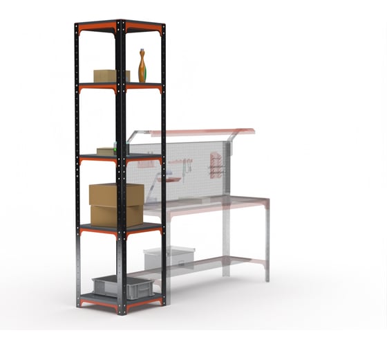 Стеллаж ООО Металекс Kit Comfort 1800х400х500 мм, 5 полок, оранжево-чёрный 202412