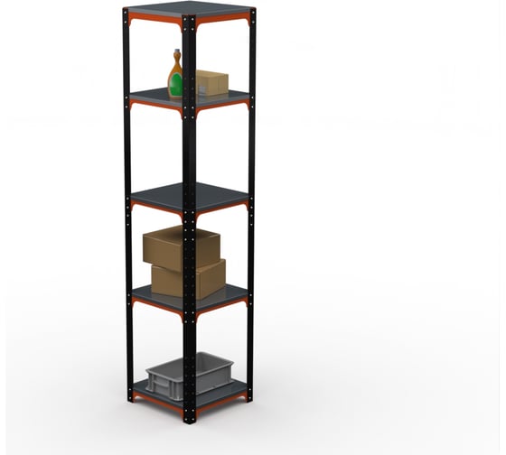 Стеллаж ООО Металекс Kit Comfort 1800х600х600 мм, 5 полок, оранжево-чёрный 202411