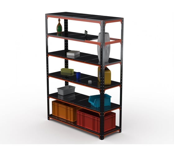 Стеллаж ООО Металекс Metalex Kit Comfort 2200х1000х500 6-ть полок (оранжево-чёрный) / 202681