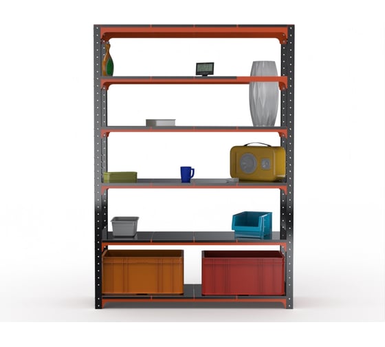 Стеллаж ООО Металекс Metalex Kit Comfort 2200х1200х600 6-ть полок (оранжево-чёрный) / 202692