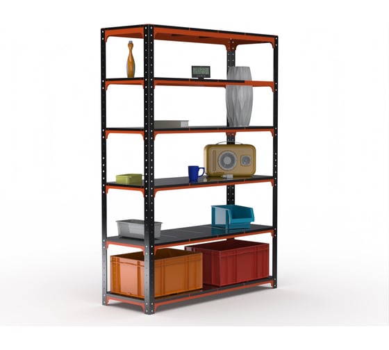 Стеллаж ООО Металекс Metalex  Kit Comfort 2000х1500х400 6-ть полок (оранжево-чёрный) / 202605 1