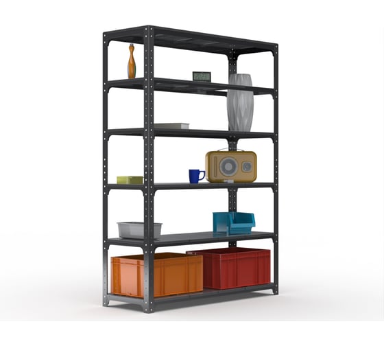 Стеллаж ООО Металекс Kit Comfort 2000х1000х300 мм, 6 полок, серый 202993
