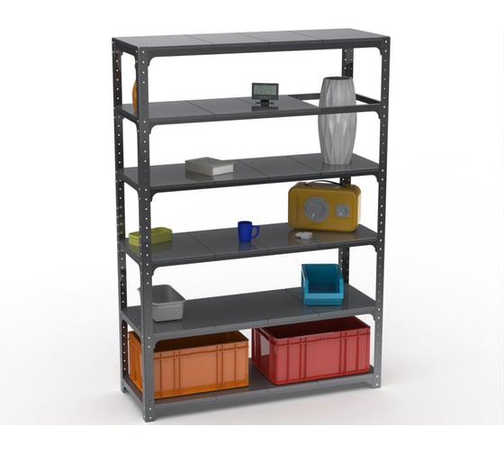 Стеллаж ООО Металекс Kit Comfort 2000х1600х300, 6 полок, серый 202999
