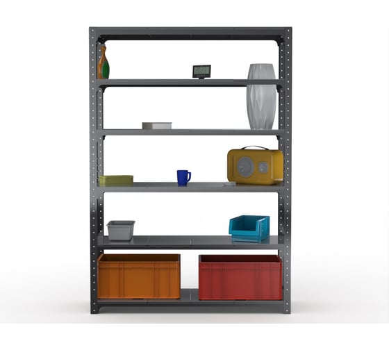 Стеллаж ООО Металекс Kit Comfort 2000х1600х300, 6 полок, серый 202999