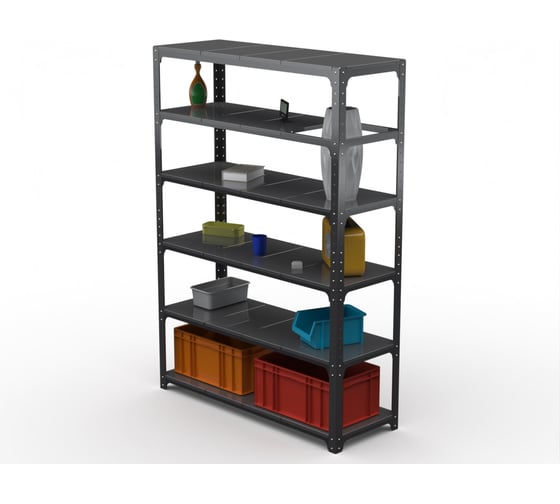 Стеллаж ООО Металекс Kit Comfort 2000х1600х300, 6 полок, серый 202999