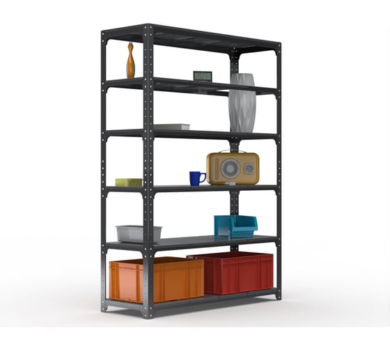 Стеллаж ООО Металекс Kit Comfort 2000х1300х300, 6 полок, серый 202996