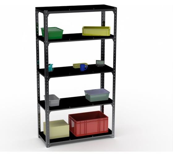 Стеллаж ООО Металекс Kit Comfort 2000х1300х600 5-ть полок (чёрный) / 203389