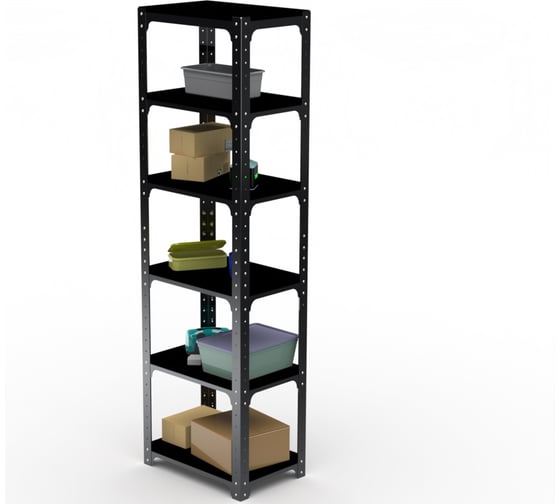 Стеллаж ООО Металекс Kit Comfort 2200х500х500, 6 полок, черный 203244