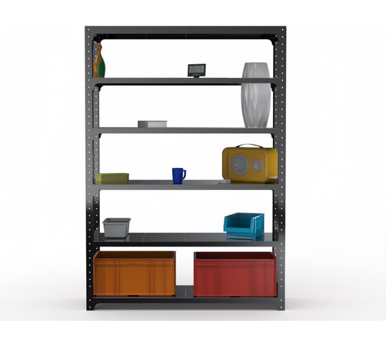 Стеллаж ООО Металекс Kit Comfort 2200х1600х600, 6 полок, черный 203500
