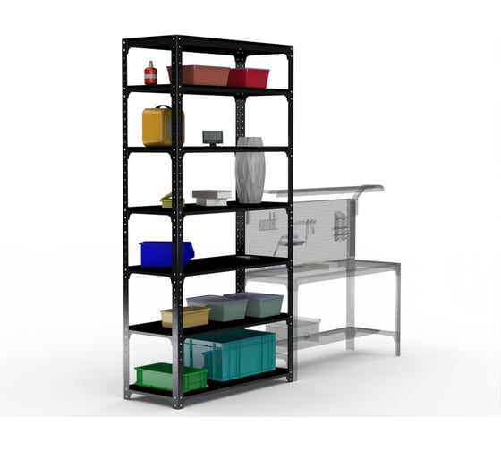 Стеллаж ООО Металекс Kit Comfort 2400х1400х300, 7 полок, черный 203579