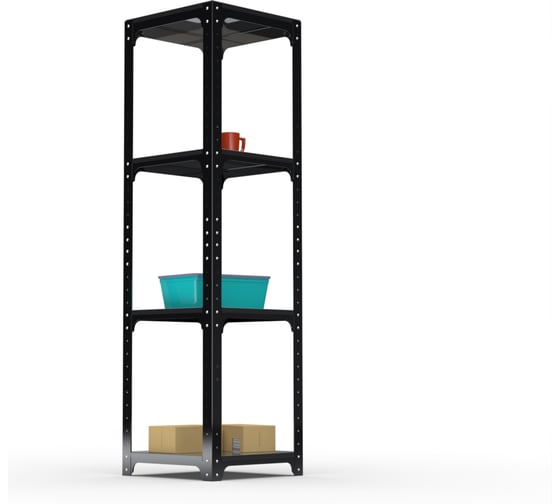 Стеллаж ООО Металекс Kit Comfort 2000х600х600 мм, 4 полки, чёрный 203221