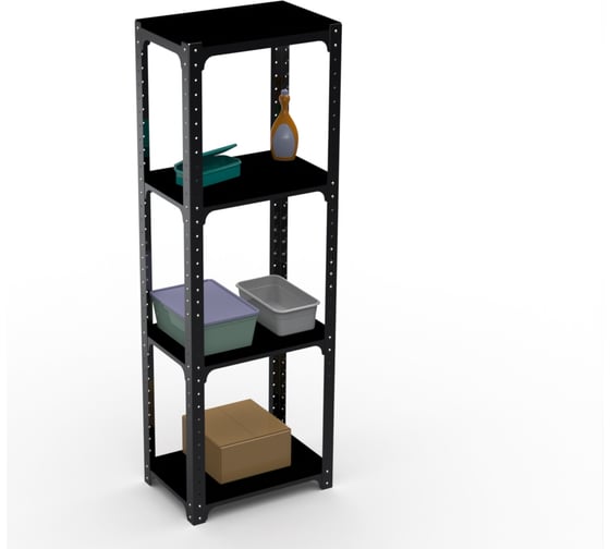 Стеллаж ООО Металекс Kit Comfort 2000х500х600 мм, 4 полки, чёрный 203224