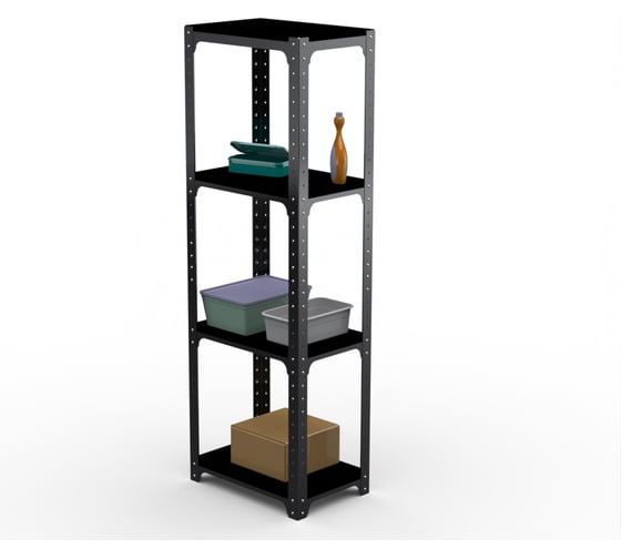 Стеллаж ООО Металекс Kit Comfort 2000х400х600 мм, 4 полки, чёрный 203223