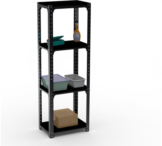 Стеллаж ООО Металекс Kit Comfort 1800х400х500 мм, 4 полки, чёрный 203210
