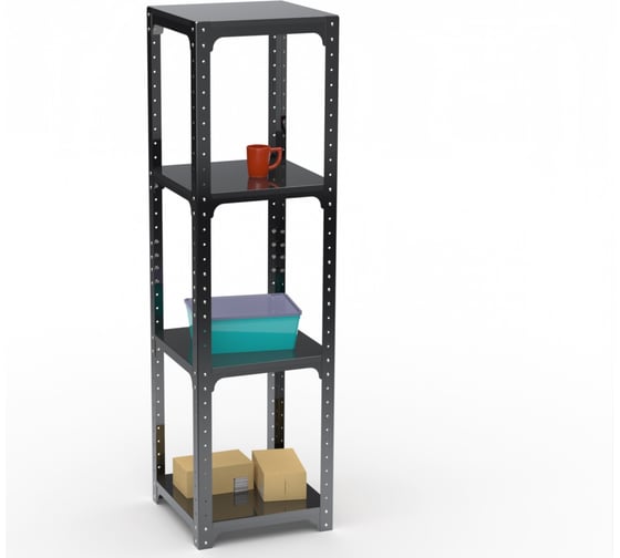 Стеллаж ООО Металекс Kit Comfort 1800х500х500 мм, 4 полки, чёрный 203208