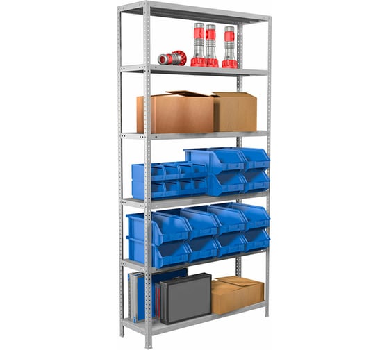 Стеллаж металлический BRABIX MS 220/50-6 (в2200Хш1000Хг500мм), 6 полок, 291375
