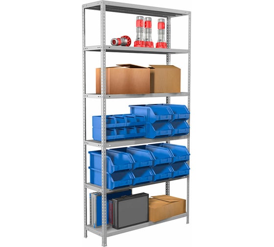 Стеллаж металлический BRABIX MS 220/40-6 (в2200Хш1000Хг400мм), 6 полок, 291374